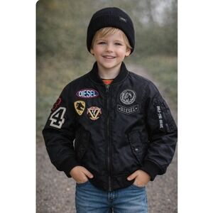 Diesel‎ Kids Black Puffer Jacket with Patches